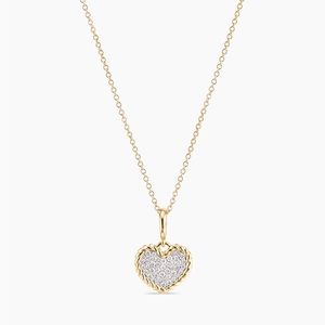 David Yurman Pavé Plate Heart Necklace
18K Yellow Gold with Diamonds